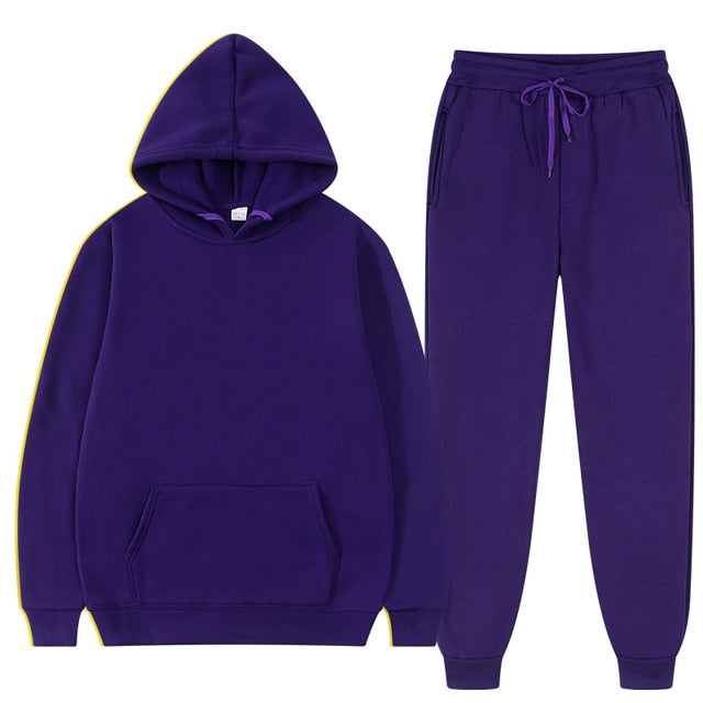 Pure Color Hoodie Sweatshirt and Pants Unisex