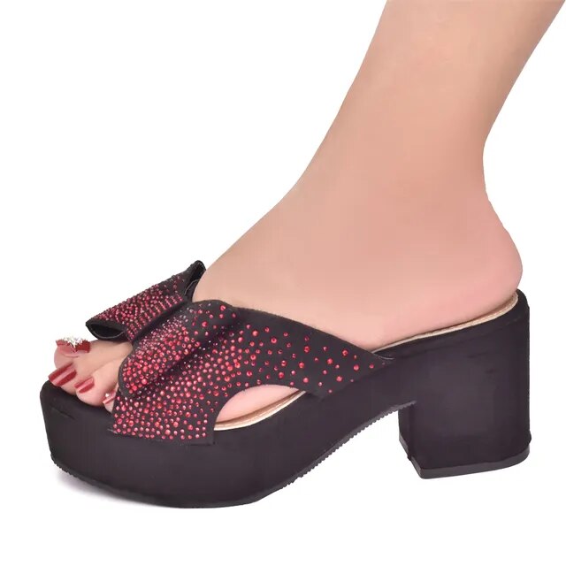 New Fashion Wedding Shoes Bride Shoes Luxury Italy Women with Rhinestone Slip on Platform