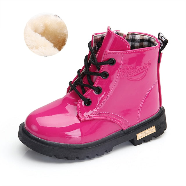 Leather Waterproof Boots Shoes for Girls