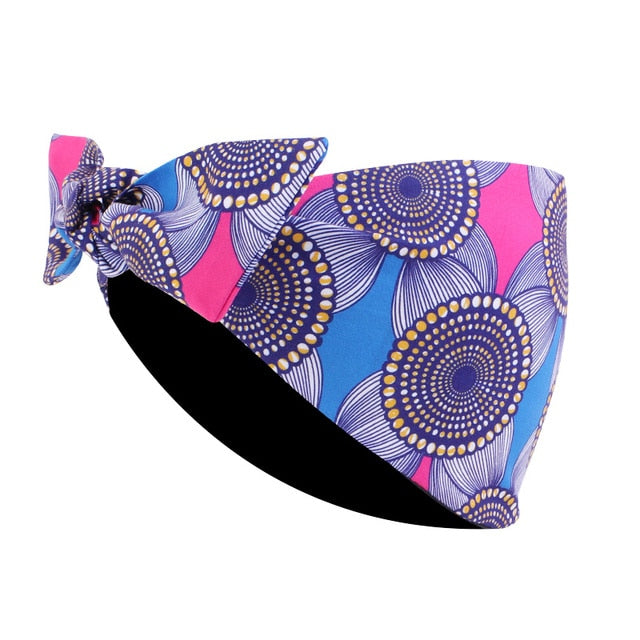 Print Stretch Bandana Satin Head Long Scarf Wrap