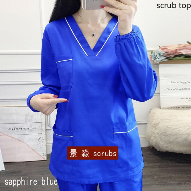 Medical Uniform V-neck Long Sleeve Scrub Top