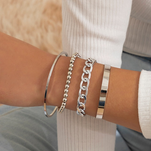 Heavy Metal Bangle Bracelet for Women