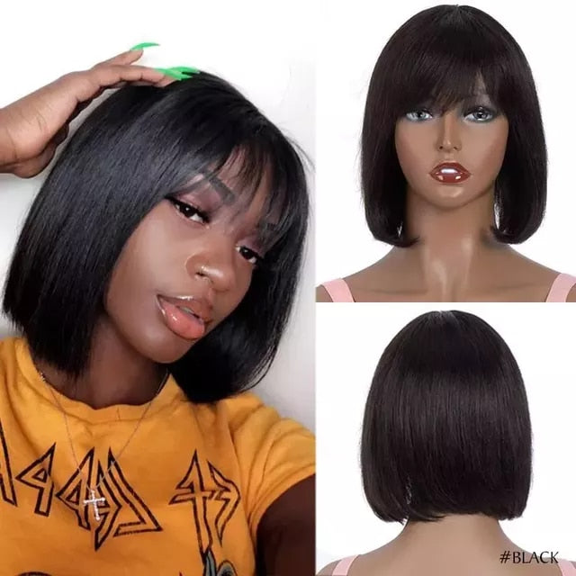 Natural Smooth Short Human Hair Wig For Women