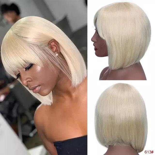 Natural Smooth Short Human Hair Wig For Women