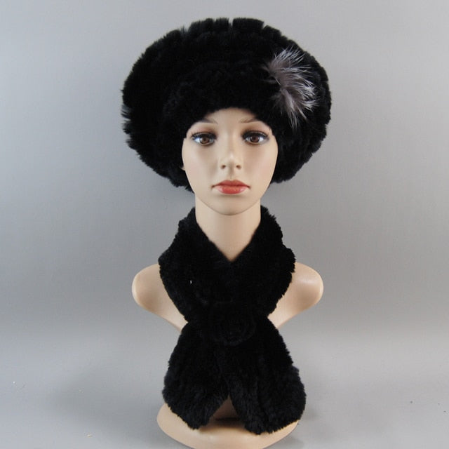Fur Hat Scarves Set with Scarf