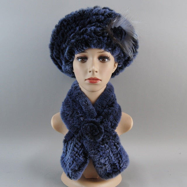 Fur Hat Scarves Set with Scarf