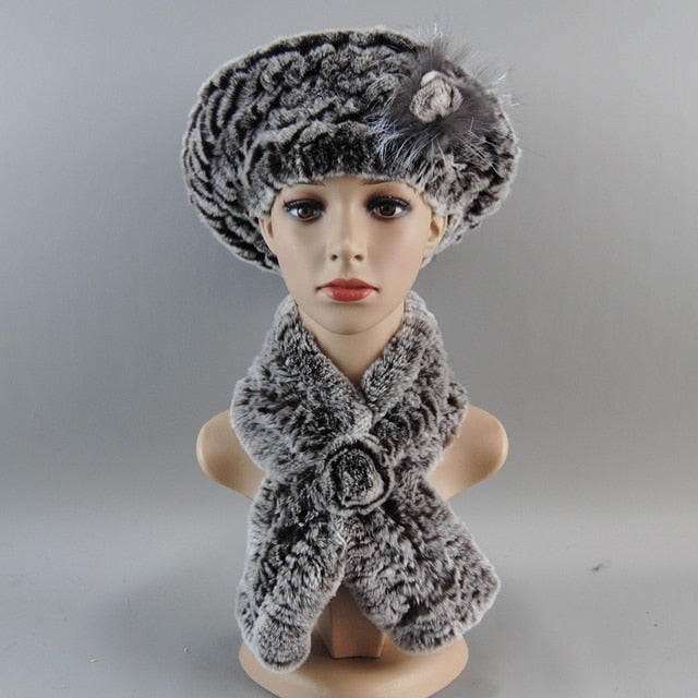 Fur Hat Scarves Set with Scarf