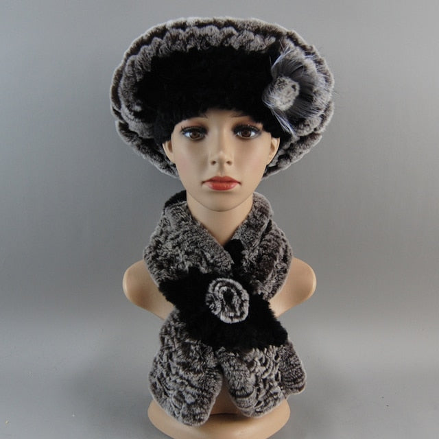 Fur Hat Scarves Set with Scarf
