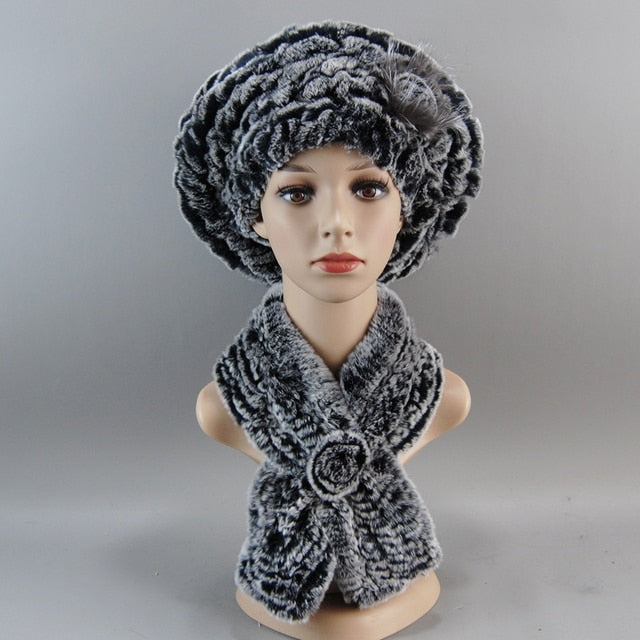 Fur Hat Scarves Set with Scarf