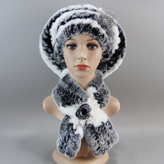 Fur Hat Scarves Set with Scarf