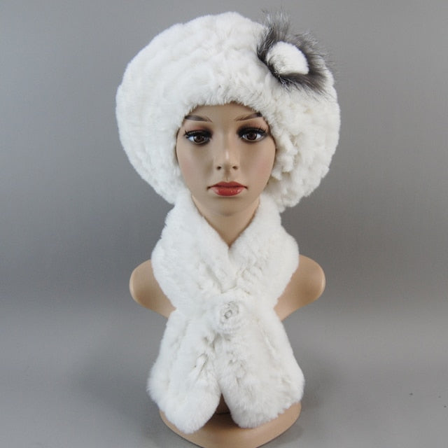 Fur Hat Scarves Set with Scarf