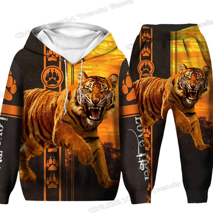The Tiger 3d Print Hoodie Set