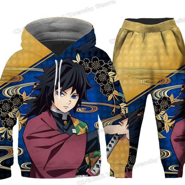 Anime Cartoon Printed Hoodie Set