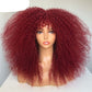 Copper Ginger Curly Synthetic Natural Wig With Bangs