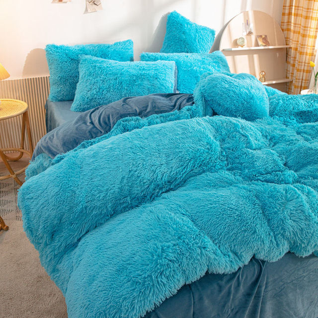 Super Shaggy Quilt Cover Super Warm Bed Plush Velvet Bedding Set