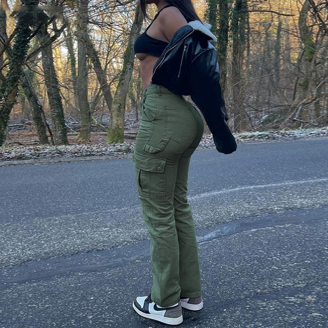 Cargo Sweatpants High Waist Pocket Trousers