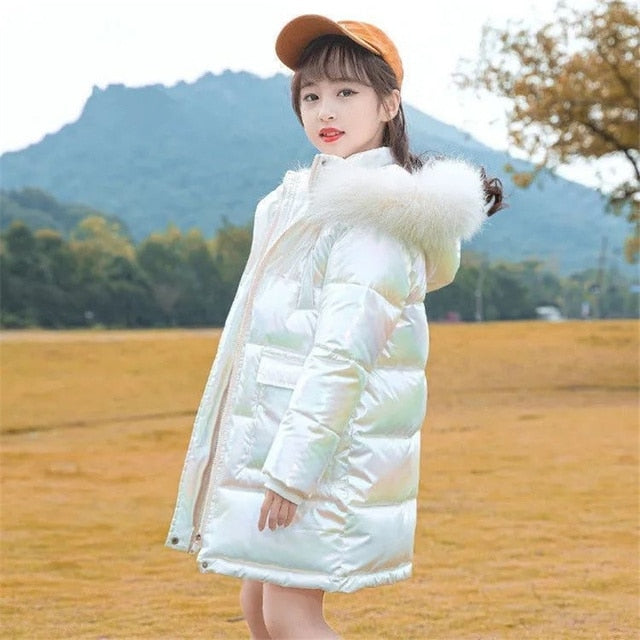 Winter Hooded Shiny Jacket for Girls