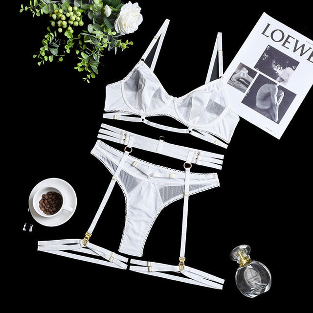 Lace Patchwork Garter Exotic Lingerie Sexy Set