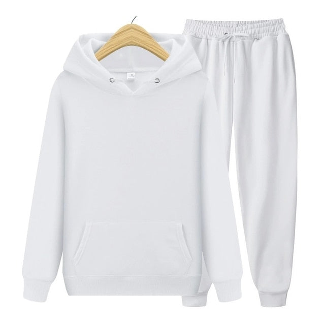 Men Hoodie Two-Piece Set Casual Solid Color Sweat Suit Tracksuit
