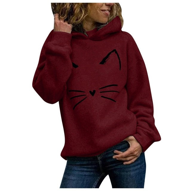 Dog Paw Print Pullover Hooded Sweatshirt for Women