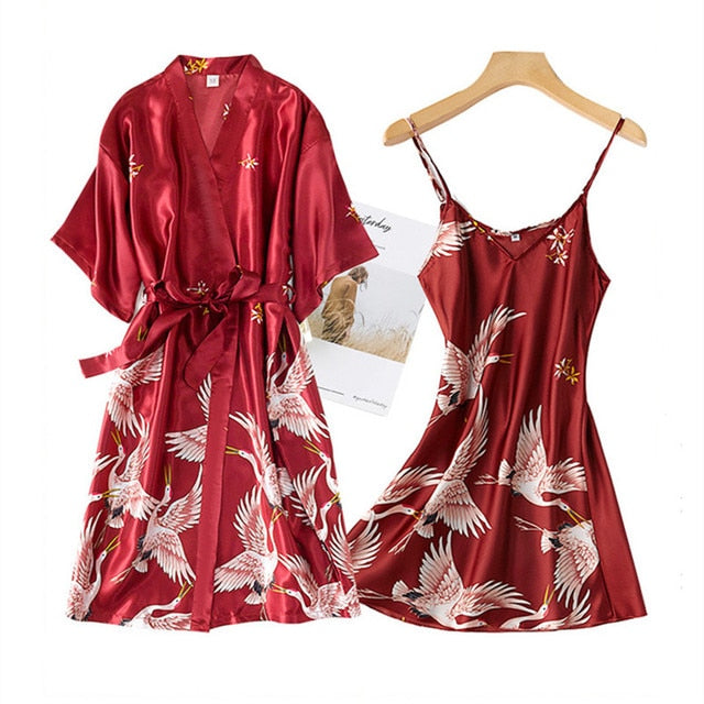 Silk Satin Night Dress Set