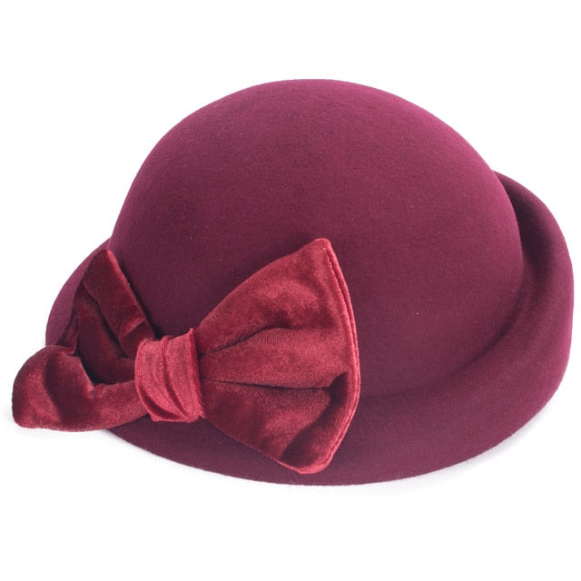 Velvet Wool Felt Beret Party Hat for Women