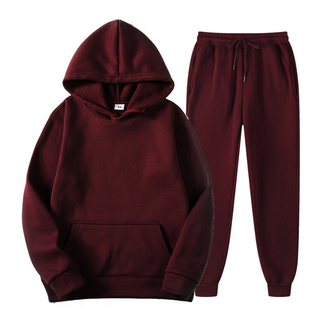 Pure Color Hoodie Sweatshirt and Pants Unisex