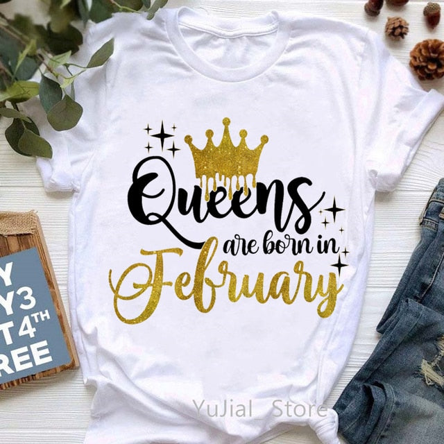 January To December Graphic Print T-Shirt Top for Women
