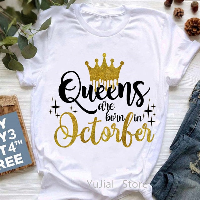 January To December Graphic Print T-Shirt Top for Women