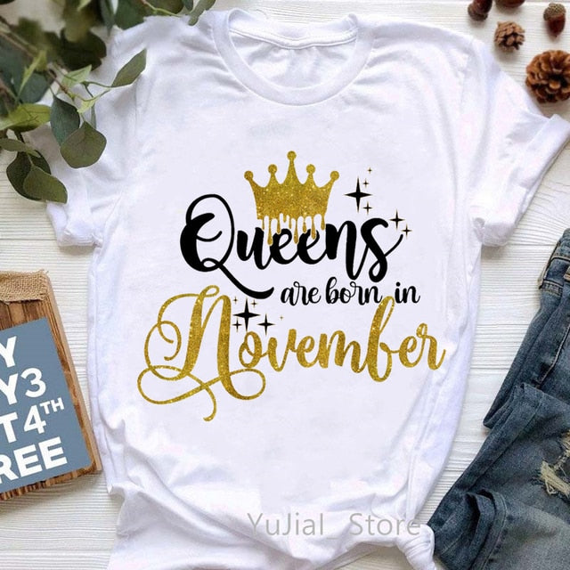 January To December Graphic Print T-Shirt Top for Women