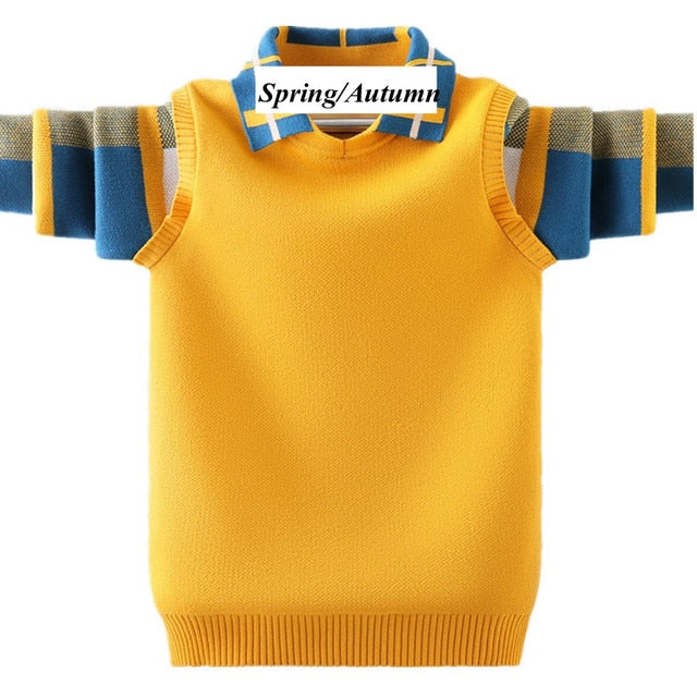 Warm Casual Collar Sweater Top for Boys