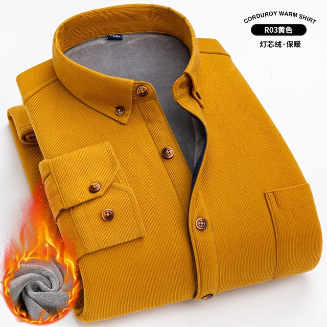 High-quality Soft Warm Winter Men's Plaid Corduroy Shirt