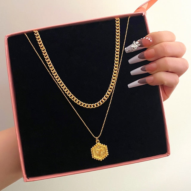 Multi Layered Pendant Necklace For Women