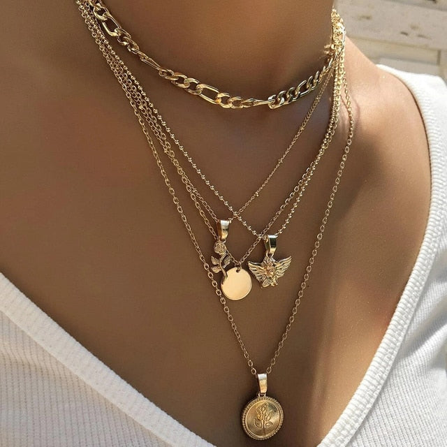 Multi Layered Pendant Necklace For Women