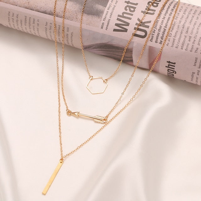 Multi Layered Pendant Necklace For Women