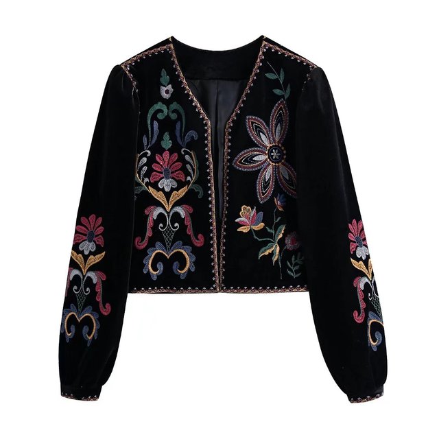 Vintage Flower Embroidery Top for Women