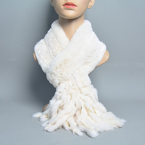 Fur Tassel Scarves Natural Warm Scarf
