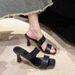 Transparent Square Heels Slides Women Peep Toe Mules Cool Summer Slippers