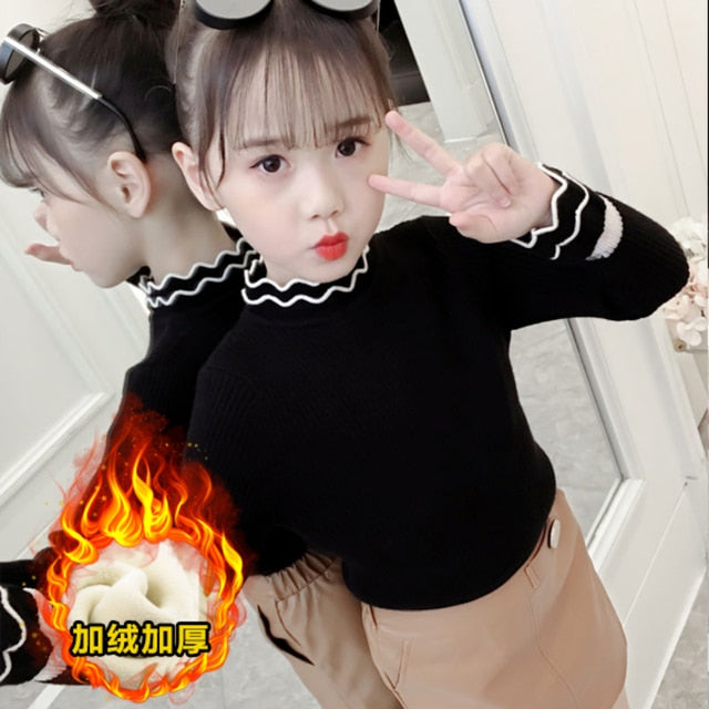 O Neck Knitted Sweater Top for Girls
