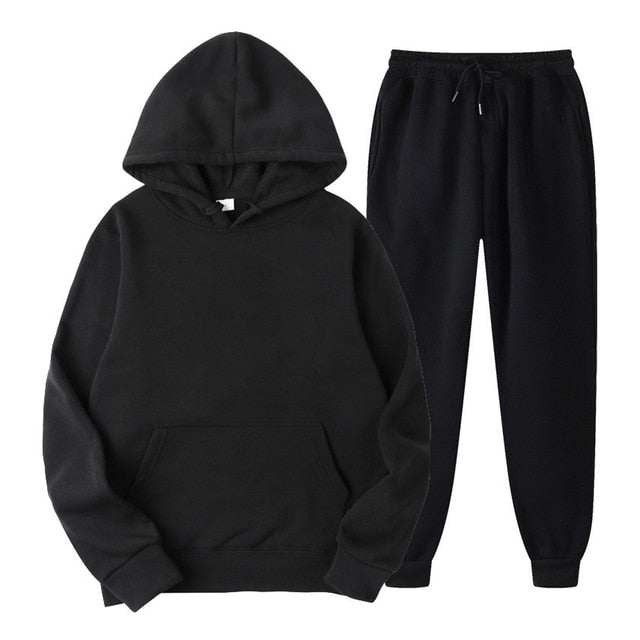 Pure Color Hoodie Sweatshirt and Pants Unisex