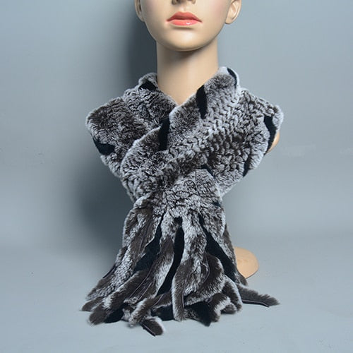 Fur Tassel Scarves Natural Warm Scarf