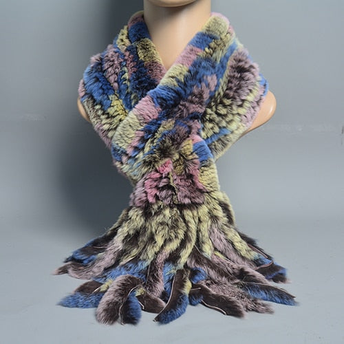 Fur Tassel Scarves Natural Warm Scarf