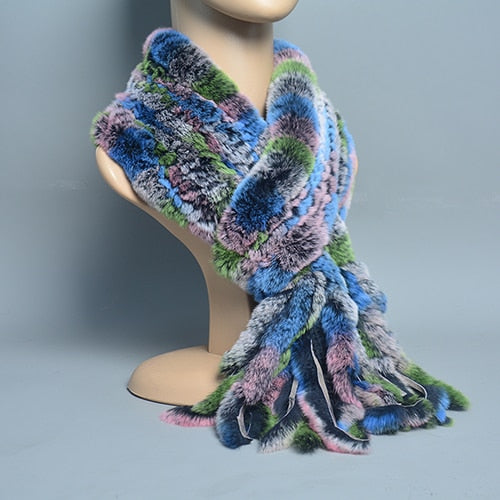Fur Tassel Scarves Natural Warm Scarf