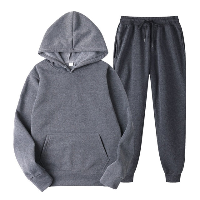 Pure Color Hoodie Sweatshirt and Pants Unisex