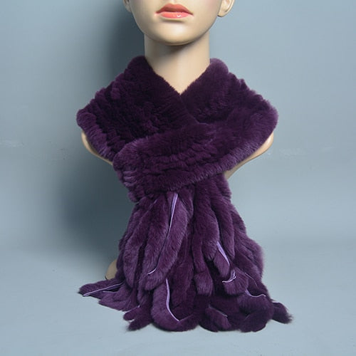 Fur Tassel Scarves Natural Warm Scarf