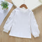 White Lace Puff Long Sleeve Blouse Top for Girls