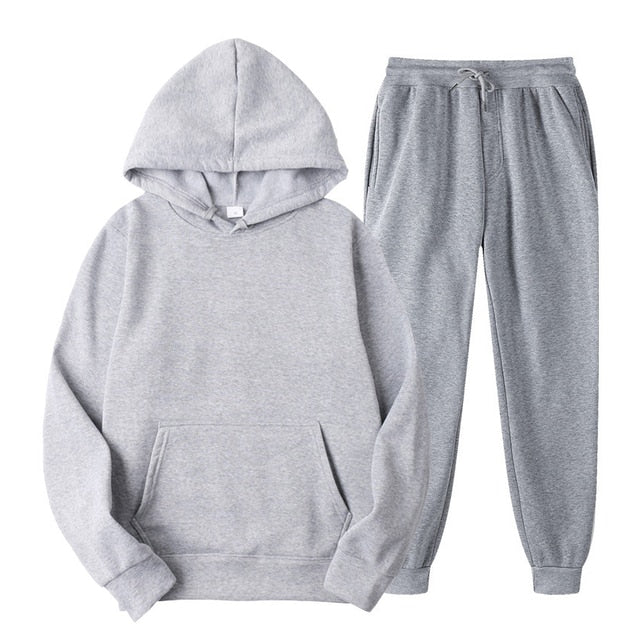 Pure Color Hoodie Sweatshirt and Pants Unisex
