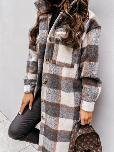 High-quality Soft Warm Winter Women's Plaid Shirt