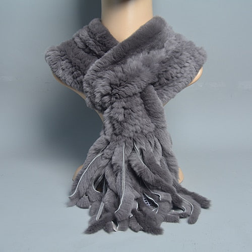 Fur Tassel Scarves Natural Warm Scarf