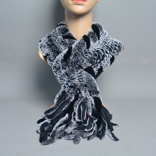 Fur Tassel Scarves Natural Warm Scarf